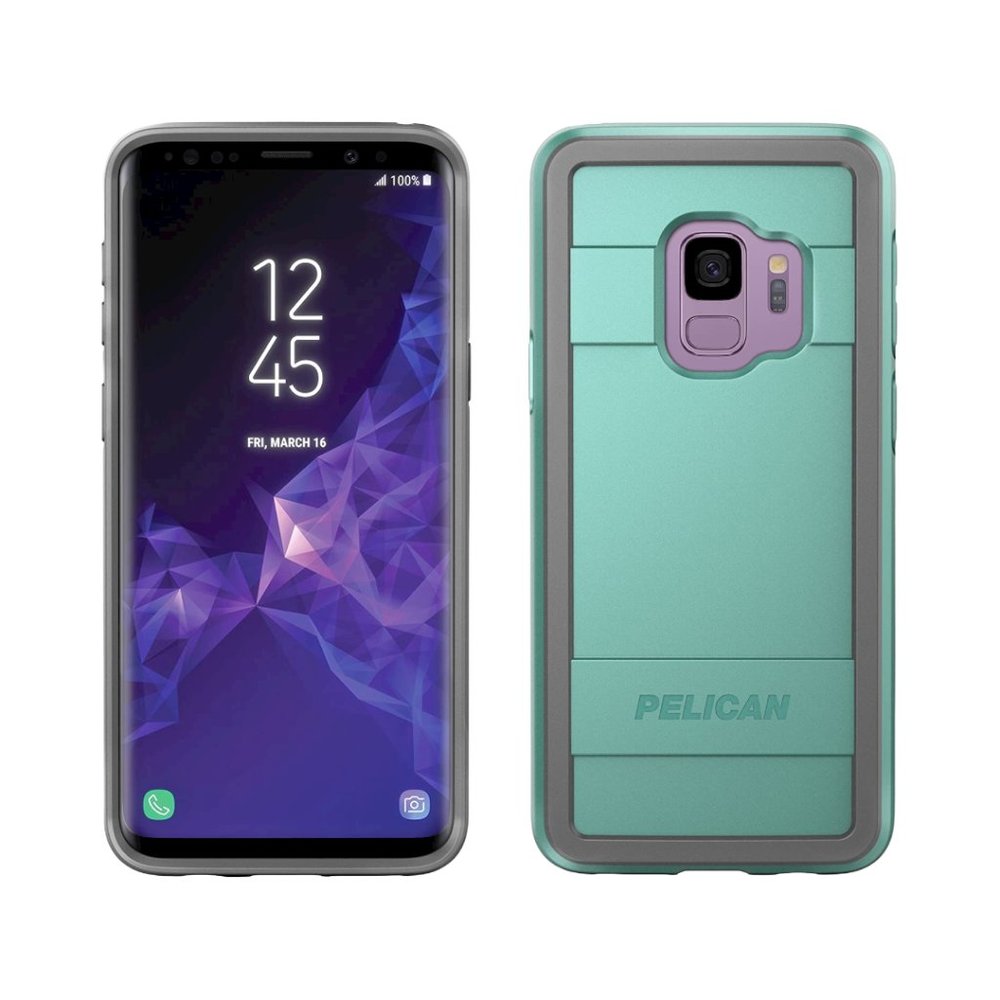 Galaxy S9 Case‎ Pelican Protector Slim Dual Layer soft touch Aqua Gray